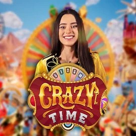 Crazy Time online game logo by Evolution on herculescasino.eu.com
